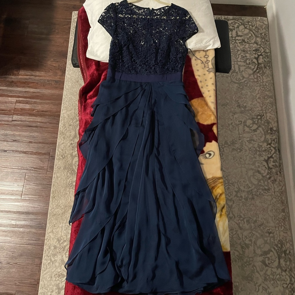 Xscape Navy Lace Maxi Dress